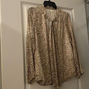 Button down blouse with tie neck